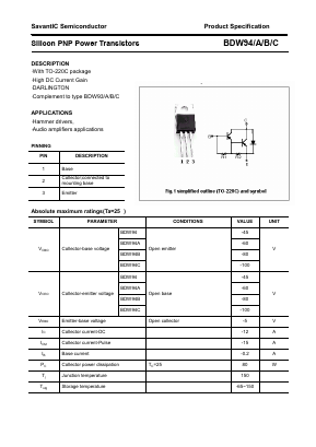 BDW94C Datasheet PDF SavantIC Semiconductor 