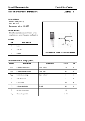 D2014 Datasheet PDF SavantIC Semiconductor 