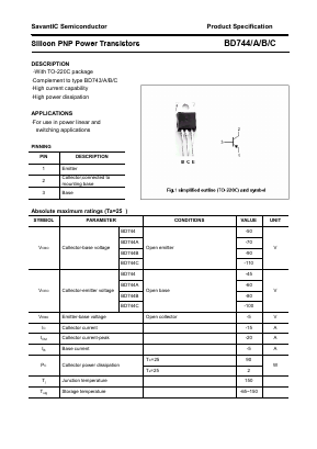 BD744B Datasheet PDF SavantIC Semiconductor 