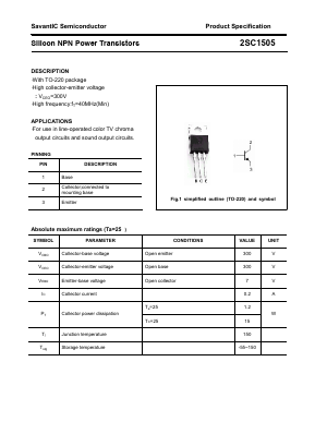 2SC1505 Datasheet PDF SavantIC Semiconductor 