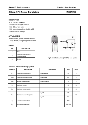 2SD1229 Datasheet PDF SavantIC Semiconductor 