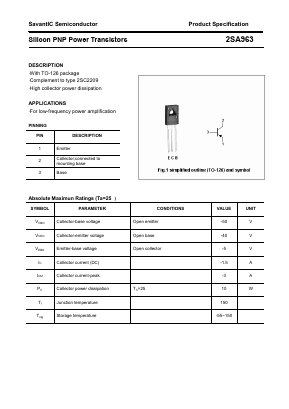 2SA963 Datasheet PDF SavantIC Semiconductor 