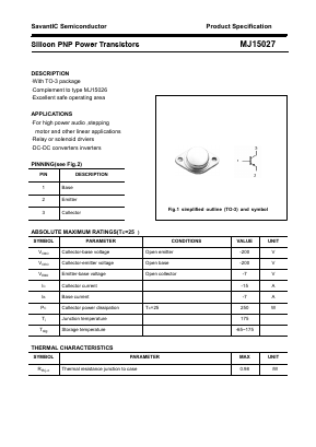 MJ15027 Datasheet PDF SavantIC Semiconductor 