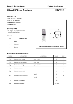 2SB1389 Datasheet PDF SavantIC Semiconductor 