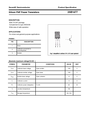 2SB1477 Datasheet PDF SavantIC Semiconductor 