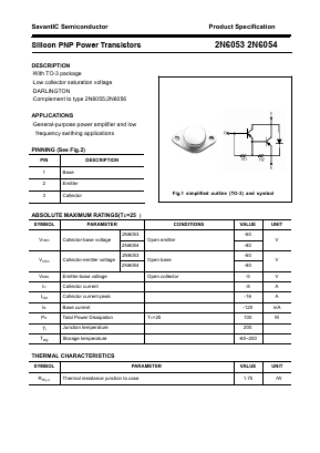 2N6053 Datasheet PDF SavantIC Semiconductor 