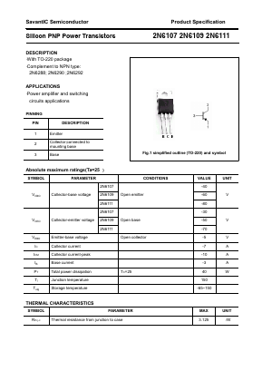 2N6107 Datasheet PDF SavantIC Semiconductor 