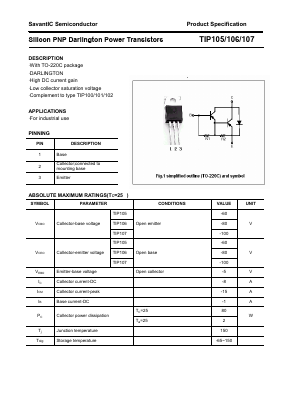 TIP105 Datasheet PDF SavantIC Semiconductor 