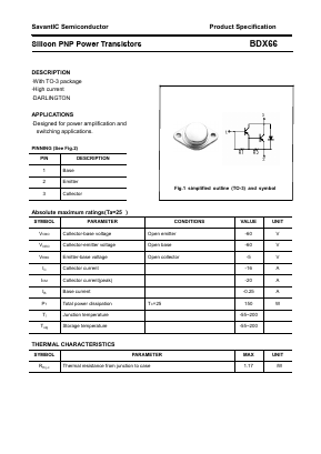 BDX66 Datasheet PDF SavantIC Semiconductor 