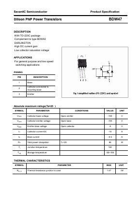 BDW47 Datasheet PDF SavantIC Semiconductor 