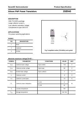 2SB945 Datasheet PDF SavantIC Semiconductor 