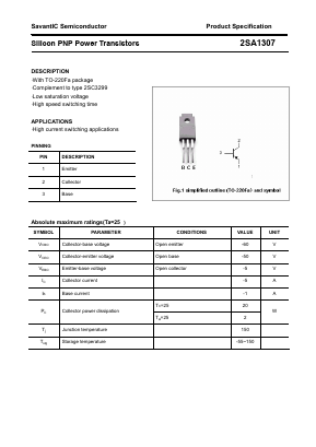 2SA1307 Datasheet PDF SavantIC Semiconductor 