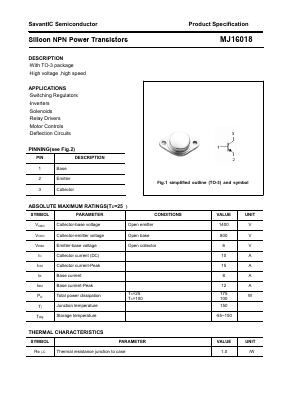MJ16018 Datasheet PDF SavantIC Semiconductor 