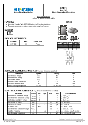 EMT1 Datasheet PDF Secos Corporation.