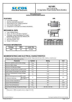 SK54BL Datasheet PDF Secos Corporation.