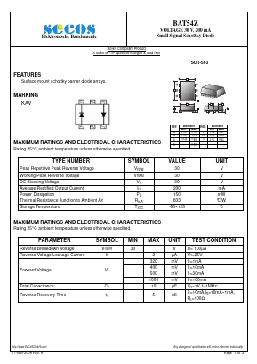 BAT54Z Datasheet PDF Secos Corporation.