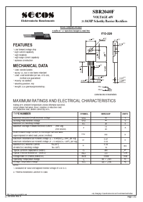 SBR2040F Datasheet PDF Secos Corporation.