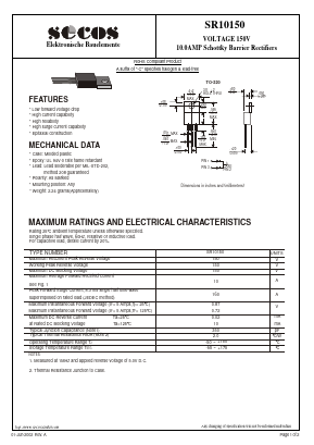 SR10150 Datasheet PDF Secos Corporation.