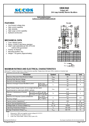 SBR2060 Datasheet PDF Secos Corporation.