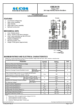 SBR20150 Datasheet PDF Secos Corporation.