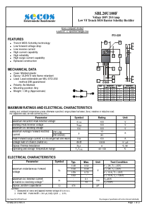 SBL20U100F Datasheet PDF Secos Corporation.