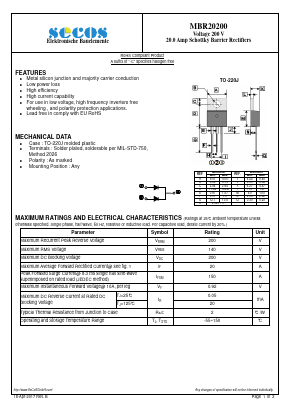 MBR20200 Datasheet PDF Secos Corporation.