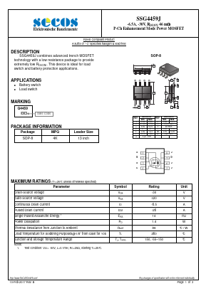 SSG4459J Datasheet PDF Secos Corporation.