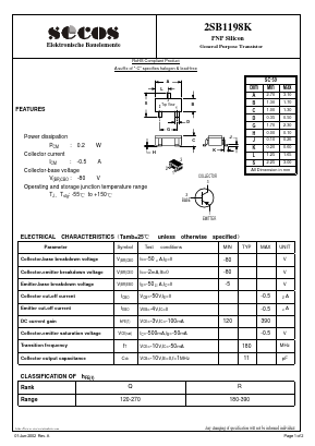 2SB1198K Datasheet PDF Secos Corporation.