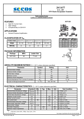 2SC4177 Datasheet PDF Secos Corporation.