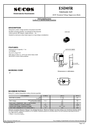 ESD05R Datasheet PDF Secos Corporation.