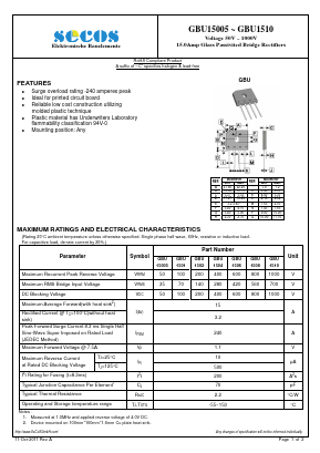 GBU15005 Datasheet PDF Secos Corporation.