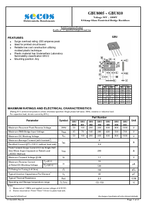 GBU81 Datasheet PDF Secos Corporation.