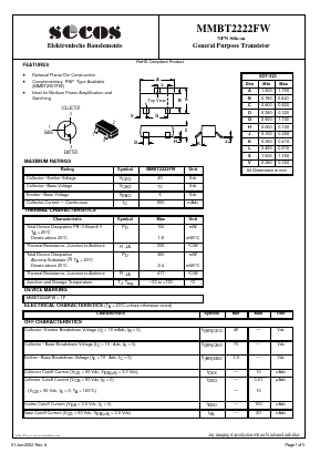 MMBT2222FW Datasheet PDF Secos Corporation.