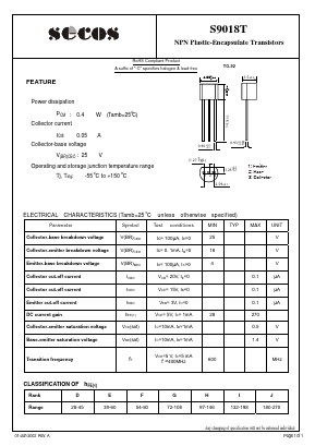 S9018T Datasheet PDF Secos Corporation.