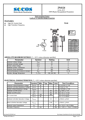 2N4124 Datasheet PDF Secos Corporation.