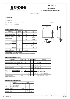 2SB1412 Datasheet PDF Secos Corporation.