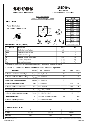 2SB709A Datasheet PDF Secos Corporation.