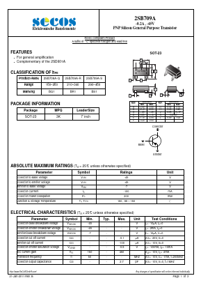 2SB709A Datasheet PDF Secos Corporation.