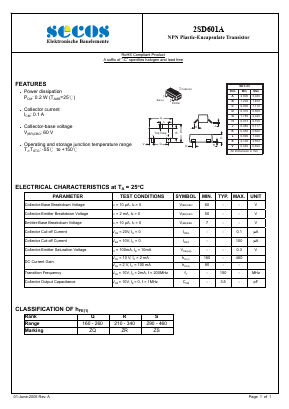 2SD601A Datasheet PDF Secos Corporation.