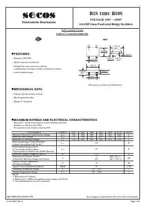 B10S Datasheet PDF Secos Corporation.