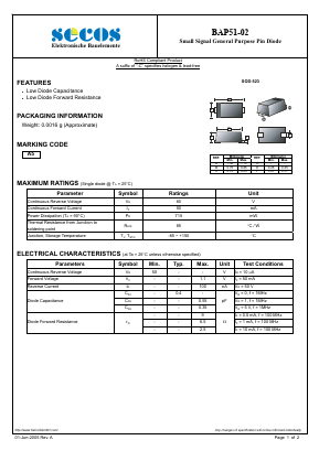 BAP51-02 Datasheet PDF Secos Corporation.