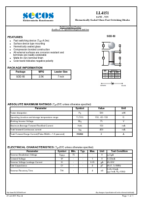 LL4151 Datasheet PDF Secos Corporation.