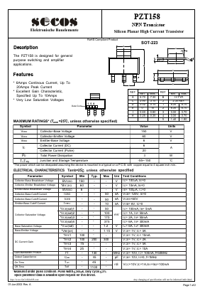 PZT158 Datasheet PDF Secos Corporation.