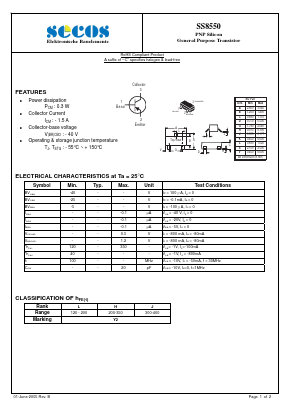 SS8550 Datasheet PDF Secos Corporation.