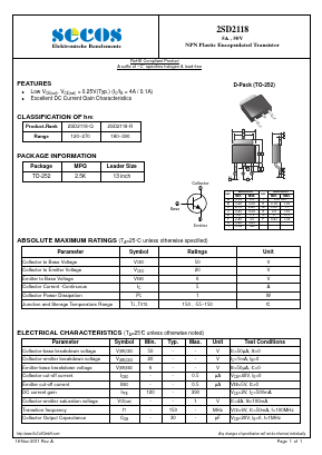 2SD2118 Datasheet PDF Secos Corporation.