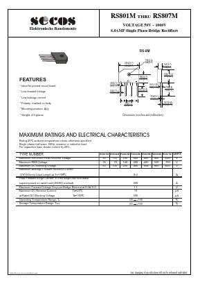 RS801M Datasheet PDF Secos Corporation.
