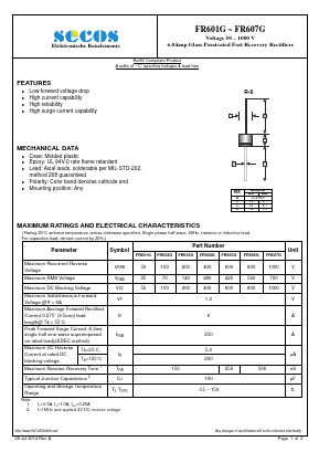 FR601G Datasheet PDF Secos Corporation.