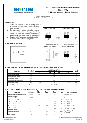 DTA114TUA Datasheet PDF Secos Corporation.