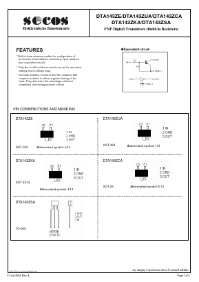 DTA143ZE Datasheet PDF Secos Corporation.