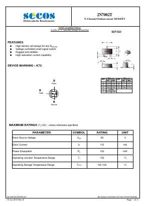 2N7002T Datasheet PDF Secos Corporation.